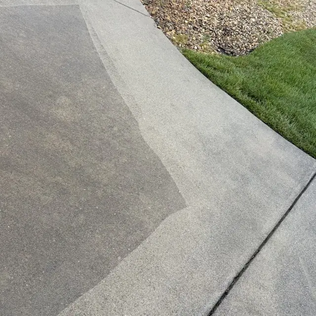 Driveway before and after washing