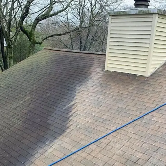 Roof before and after washing