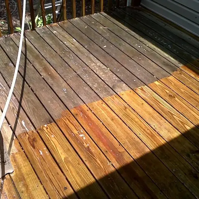Deck before and after washing